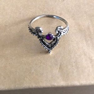 Silver plated amethyst ring